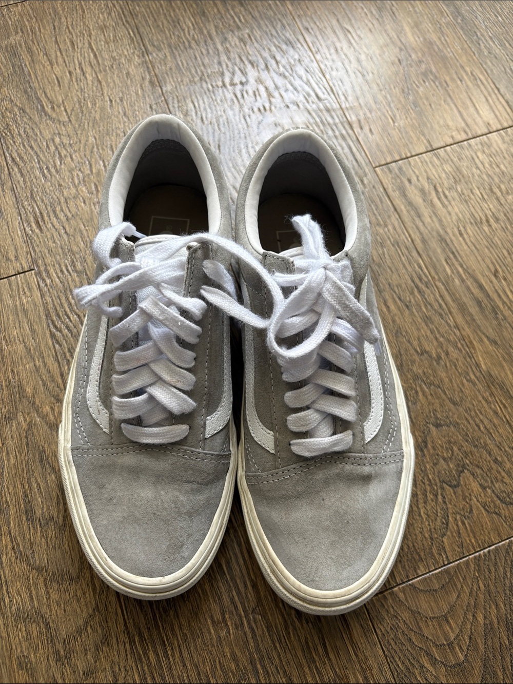 Vans Light Gray Suede Old Skool Sneakers with White Stripe